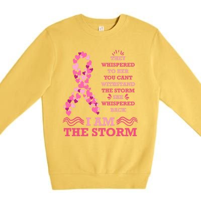 I Am The Storm Breast Cancer Ribbon Premium Crewneck Sweatshirt