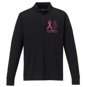 I Am The Storm Breast Cancer Ribbon Performance Long Sleeve Polo