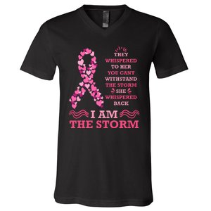 I Am The Storm Breast Cancer Ribbon V-Neck T-Shirt