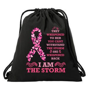 I Am The Storm Breast Cancer Ribbon Drawstring Bag