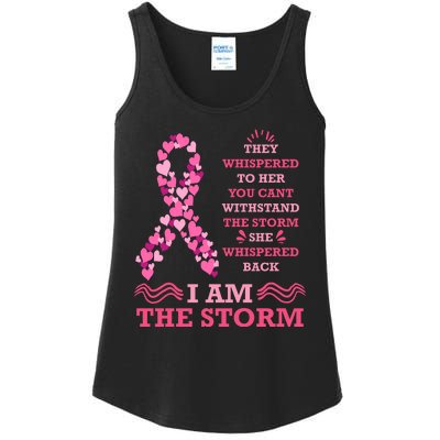 I Am The Storm Breast Cancer Ribbon Ladies Essential Tank