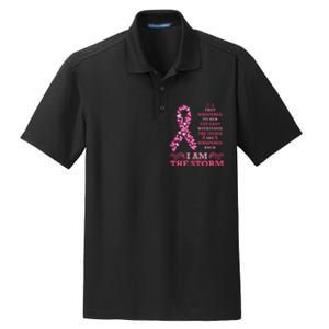 I Am The Storm Breast Cancer Ribbon Dry Zone Grid Polo