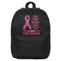 I Am The Storm Breast Cancer Ribbon 16 in Basic Backpack