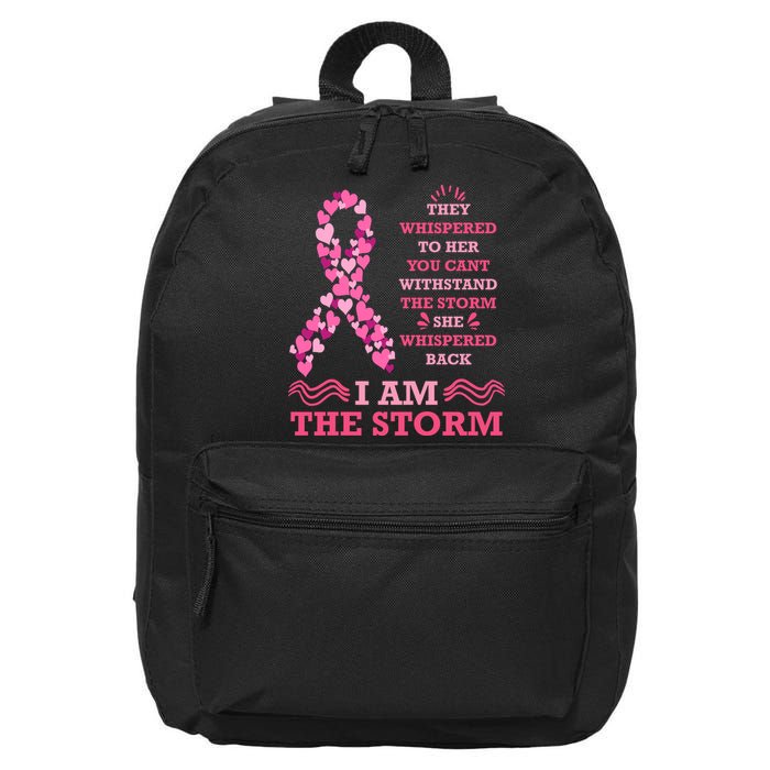 I Am The Storm Breast Cancer Ribbon 16 in Basic Backpack
