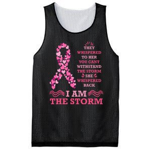 I Am The Storm Breast Cancer Ribbon Mesh Reversible Basketball Jersey Tank