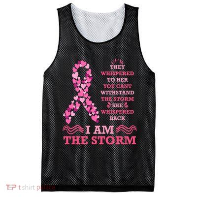 I Am The Storm Breast Cancer Ribbon Mesh Reversible Basketball Jersey Tank