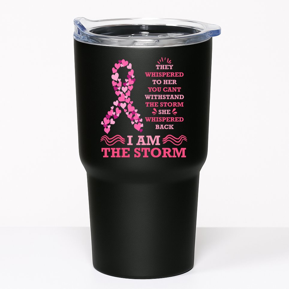 I Am The Storm Breast Cancer Ribbon Tumbler