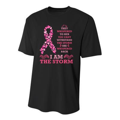 I Am The Storm Breast Cancer Ribbon Youth Performance Sprint T-Shirt