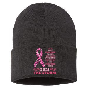 I Am The Storm Breast Cancer Ribbon Sustainable Knit Beanie