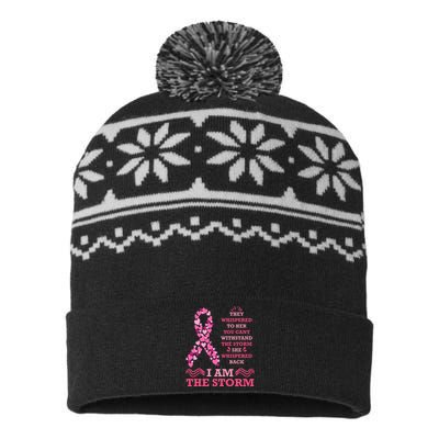 I Am The Storm Breast Cancer Ribbon USA-Made Snowflake Beanie