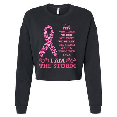 I Am The Storm Breast Cancer Ribbon Cropped Pullover Crew