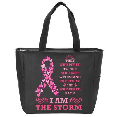 I Am The Storm Breast Cancer Ribbon Zip Tote Bag