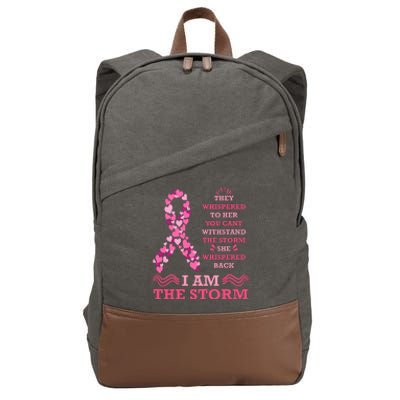 I Am The Storm Breast Cancer Ribbon Cotton Canvas Backpack