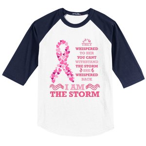 I Am The Storm Breast Cancer Ribbon Baseball Sleeve Shirt