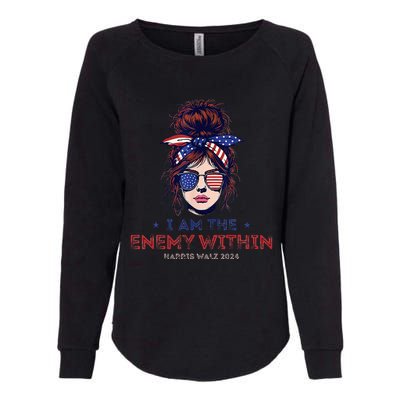 I Am The Enemy Within Harris Walz 2024 Mesy Bun Womens California Wash Sweatshirt