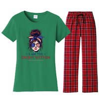 I Am The Enemy Within Harris Walz 2024 Mesy Bun Women's Flannel Pajama Set