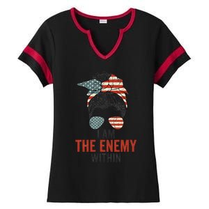 I Am The Enemy Within Harris Walz 2024 Ladies Halftime Notch Neck Tee