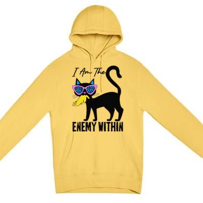 I Am The Enemy Within Pun Kamala Harris Cat Us Glasses 2024 Premium Pullover Hoodie