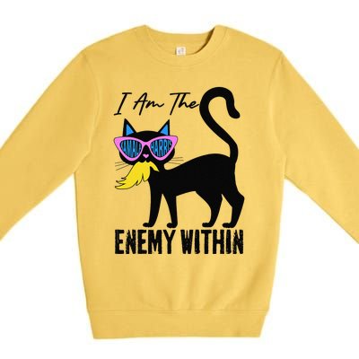 I Am The Enemy Within Pun Kamala Harris Cat Us Glasses 2024 Premium Crewneck Sweatshirt