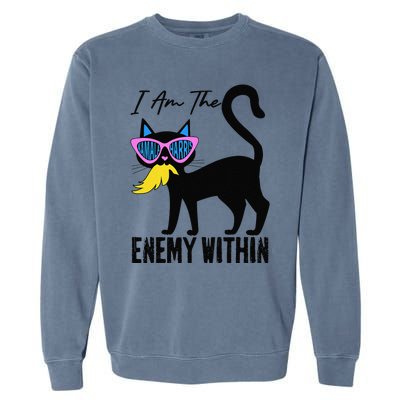 I Am The Enemy Within Pun Kamala Harris Cat Us Glasses 2024 Garment-Dyed Sweatshirt