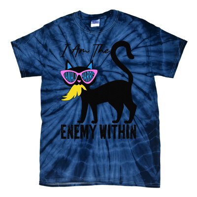 I Am The Enemy Within Pun Kamala Harris Cat Us Glasses 2024 Tie-Dye T-Shirt