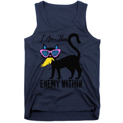 I Am The Enemy Within Pun Kamala Harris Cat Us Glasses 2024 Tank Top