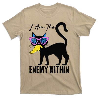 I Am The Enemy Within Pun Kamala Harris Cat Us Glasses 2024 T-Shirt