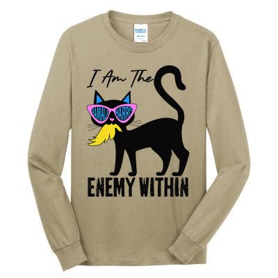 I Am The Enemy Within Pun Kamala Harris Cat Us Glasses 2024 Tall Long Sleeve T-Shirt