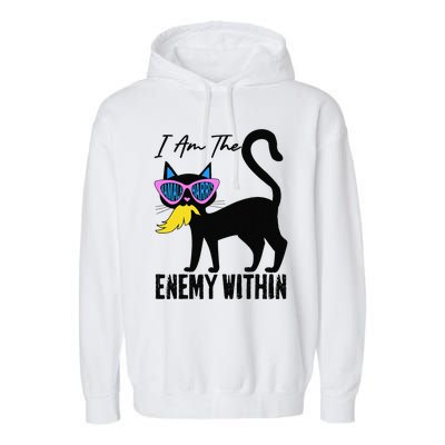 I Am The Enemy Within Pun Kamala Harris Cat Us Glasses 2024 Garment-Dyed Fleece Hoodie