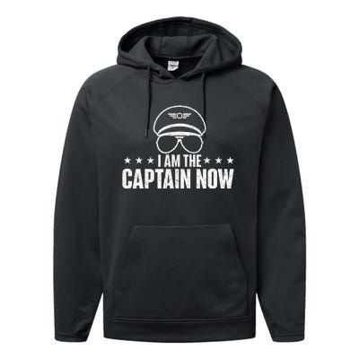 I Am The Captain Now Airplane Aircraft Lover Airline Pilot Performance Fleece Hoodie