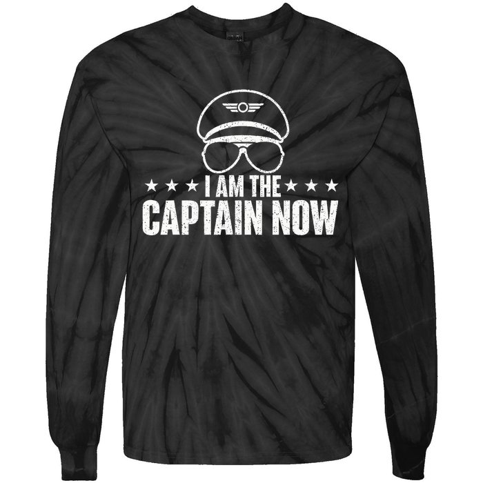 I Am The Captain Now Airplane Aircraft Lover Airline Pilot Tie-Dye Long Sleeve Shirt