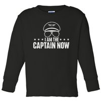 I Am The Captain Now Airplane Aircraft Lover Airline Pilot Toddler Long Sleeve Shirt