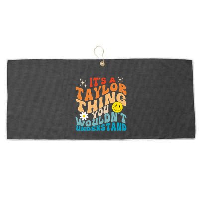 It's A T.aylor Thing You Wouldn't Understand Retro Groovy Large Microfiber Waffle Golf Towel