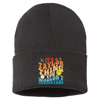 It's A T.aylor Thing You Wouldn't Understand Retro Groovy Sustainable Knit Beanie
