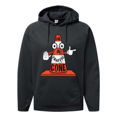 Im A Traffic Cone Halloween Last Minute Costume Funny Performance Fleece Hoodie