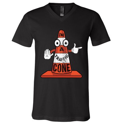 Im A Traffic Cone Halloween Last Minute Costume Funny V-Neck T-Shirt