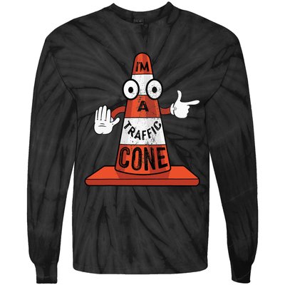 Im A Traffic Cone Halloween Last Minute Costume Funny Tie-Dye Long Sleeve Shirt