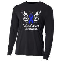 I am the storm Colon Cancer Awareness Butterfly Cooling Performance Long Sleeve Crew