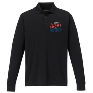 I Am The Enemy Within Kamala Harris Trump Performance Long Sleeve Polo