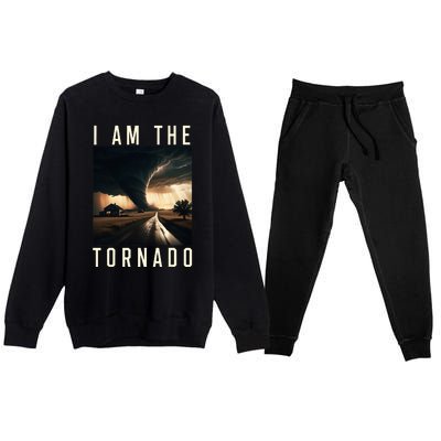 I Am The Tornado Costume Storm Hurricane Meteorologist Premium Crewneck Sweatsuit Set