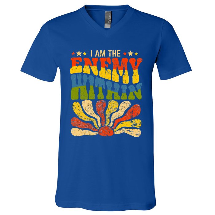 I Am The Enemy Within America V-Neck T-Shirt