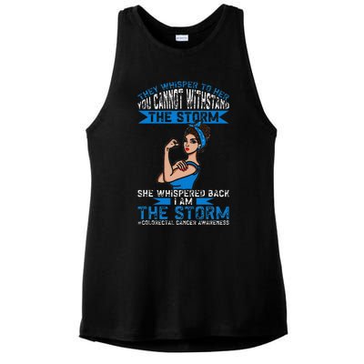 I Am The Storm Colorectal Cancer Awareness Ladies PosiCharge Tri-Blend Wicking Tank