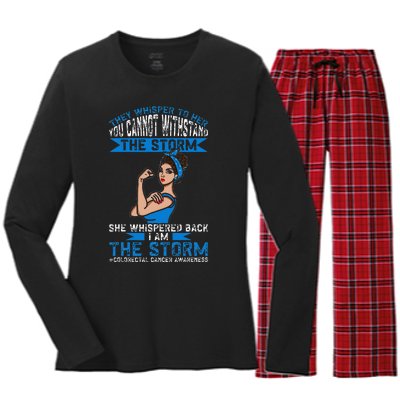 I Am The Storm Colorectal Cancer Awareness Women's Long Sleeve Flannel Pajama Set 