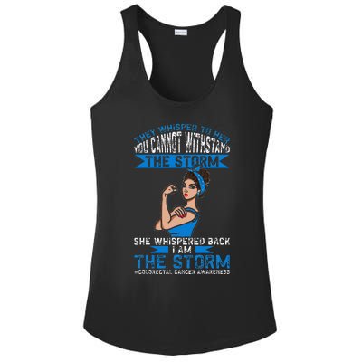 I Am The Storm Colorectal Cancer Awareness Ladies PosiCharge Competitor Racerback Tank