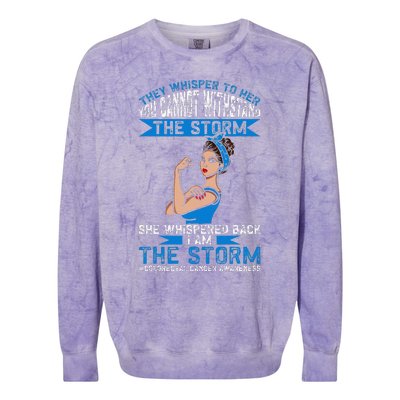 I Am The Storm Colorectal Cancer Awareness Colorblast Crewneck Sweatshirt