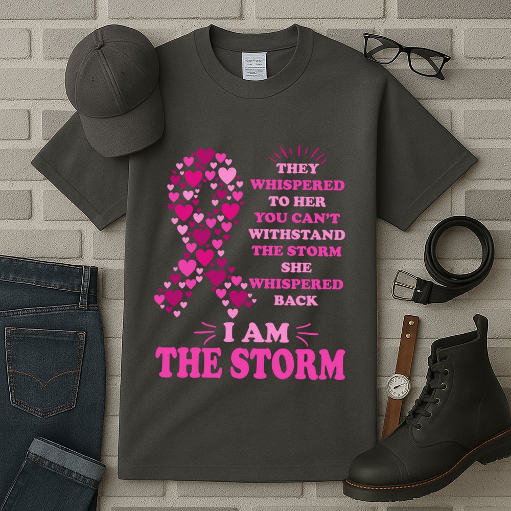 I Am The Storm Quote Breast Cancer Awareness Tall T-Shirt