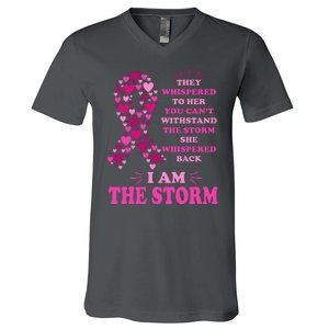 I Am The Storm Quote Breast Cancer Awareness V-Neck T-Shirt