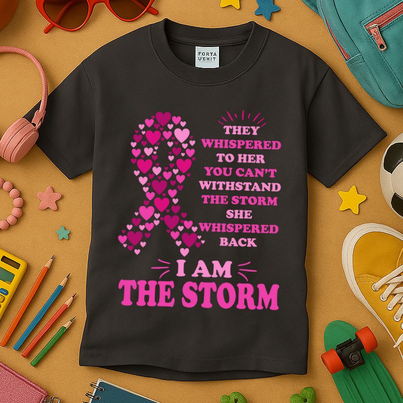 I Am The Storm Quote Breast Cancer Awareness Kids T-Shirt