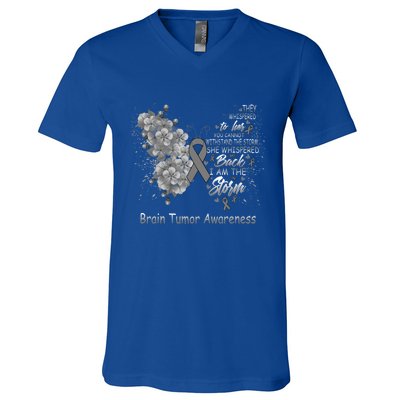 I Am The Storm Brain Tumor Awareness Butterfly Funny Gift V-Neck T-Shirt