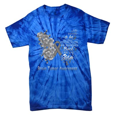 I Am The Storm Brain Tumor Awareness Butterfly Funny Gift Tie-Dye T-Shirt